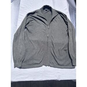 NAUTICA Men's Large Gray‎ Cashmere Blend Full Zip Sweater jacket Two-way Zipper